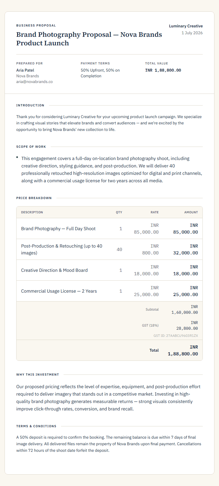 Sample AI-generated proposal